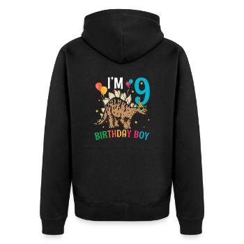 J’ai 9 ans Boy Stegosaurus 9 ans 9ème - Veste à capuche bio Premium Unisexe - noir - Dos - Nico (187cm)