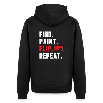 Find Paint Lustige Möbel Flipper umdrehen - Unisex Premium Bio Zip Hoodie - Schwarz - Hinten - Nico (187cm)