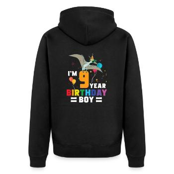I'm 9 Birthday Boy Pterodactylus Year Old 9th - Unisex Premium Bio Zip Hoodie - Schwarz - Hinten - Nico (187cm)