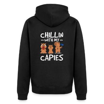 Chillin With My Funny Capybaras For Happy Capy - Unisex Premium Bio Zip Hoodie - Schwarz - Hinten - Nico (187cm)