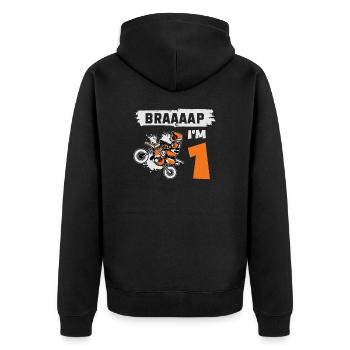 Braaaap Ich bin 1 Dirt Bike Motocross 1 Jahr alt - Unisex Premium Bio Zip Hoodie - Schwarz - Hinten - Nico (187cm)