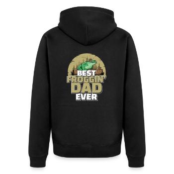 Best Froggin' Dad Ever Funny Frog Gigging - Unisex Premium Organic Zip Hoodie - black - Back - Nico (187cm)