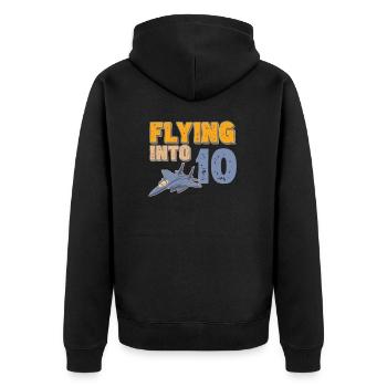Flying Into 10 Fighter Jet 10 Year 10th Birthday - Unisex Premium Bio Zip Hoodie - Schwarz - Hinten - Nico (187cm)