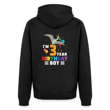 I'm 3 Birthday Boy Pterodactylus 3 Year Old 3rd - Unisex Premium Bio Zip Hoodie - Schwarz - Hinten - Nico (187cm)