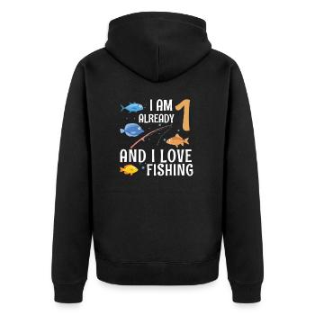 I Am Already 1 And I Love Fishing 1 Year Old 1st - Unisex Premium Bio Zip Hoodie - Schwarz - Hinten - Nico (187cm)