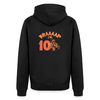 Braaaap Je suis 10 Quad VTT 10 Année 10e anniversaire - Veste à capuche bio Premium Unisexe - noir - Dos - Nico (187cm)