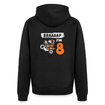 Braaaap I'm 8 Dirt Bike Motocross Jahr 8. - Unisex Premium Bio Zip Hoodie - Schwarz - Hinten - Nico (187cm)