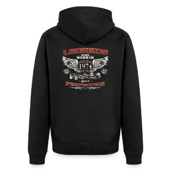49. Geburtstag Mann Legende Jahrgang 1974 Oldtimer - Unisex Premium Bio Zip Hoodie - Schwarz - Hinten - Nico (187cm)