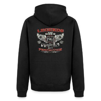 60. Geburtstag Mann Legende Jahrgang 1963 Oldtimer - Unisex Premium Bio Zip Hoodie - Schwarz - Hinten - Nico (187cm)