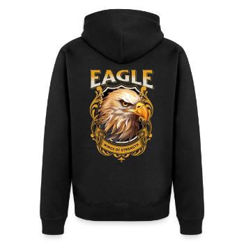 aigle, tête d’aigle, oiseau de proie, oiseau de proie, animal, nature - Veste à capuche bio Premium Unisexe - noir - Dos - Nico (187cm)