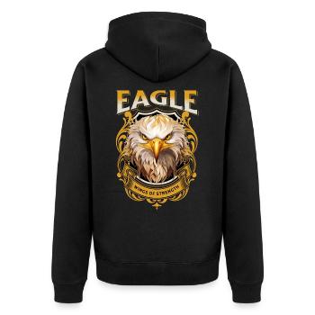 aigle, tête d’aigle, oiseau de proie, oiseau de proie, animal, nature - Veste à capuche bio Premium Unisexe - noir - Dos - Nico (187cm)