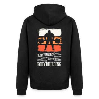 Bodybuilding Bodybuilder Gewichtheben Kraftsport - Unisex Premium Bio Zip Hoodie - Schwarz - Hinten - Nico (187cm)