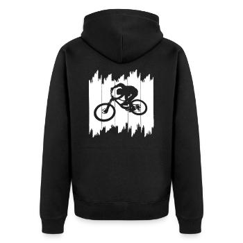 biken downhill bmx - Unisex Premium Bio Zip Hoodie - Schwarz - Hinten - Nico (187cm)