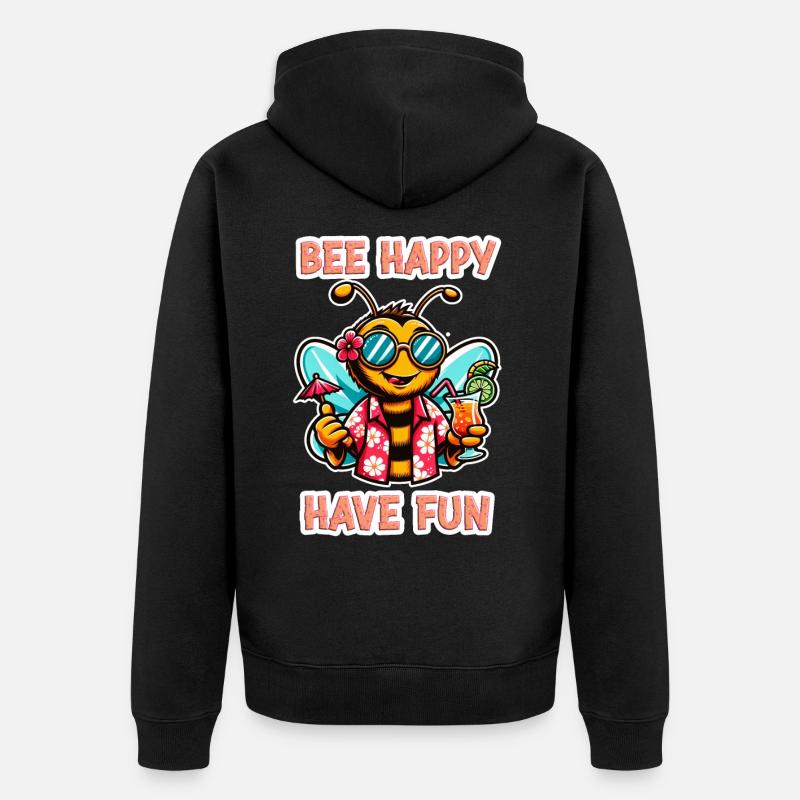 Bee Happy - Amusez-vous 4 - Veste à capuche bio Premium Unisexe - noir
