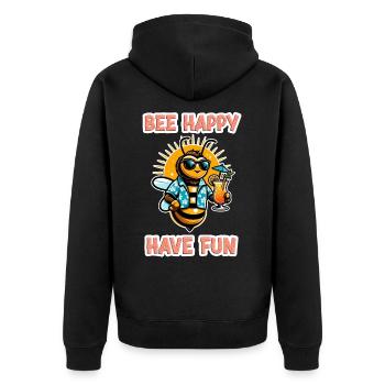 Bee Happy - Have Fun 3 - Unisex Premium Bio Zip Hoodie - Schwarz - Hinten - Nico (187cm)