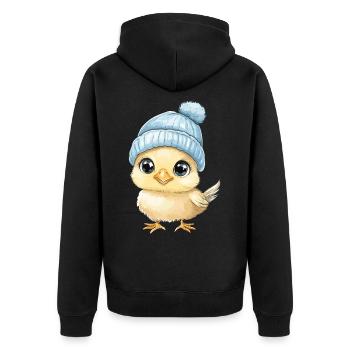 Chicken Cute Baby Kids Animal Chick Cartoon - Unisex Premium Organic Zip Hoodie - black - Back - Nico (187cm)