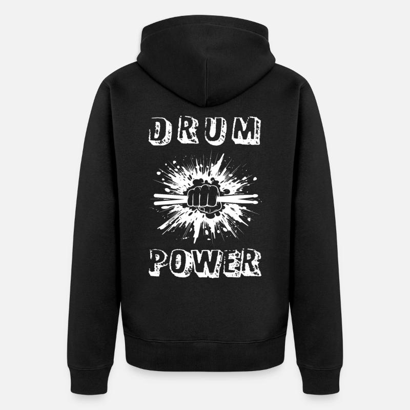 « DRUM POWER » - Batterie - Percussions - Veste à capuche bio Premium Unisexe - noir