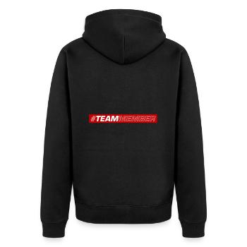 Team Symbol - Unisex Premium Bio Zip Hoodie - Schwarz - Hinten - Nico (187cm)