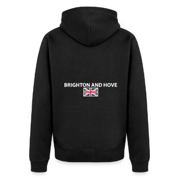 Brighton And Hove UK Britische Flagge Brite - Unisex Premium Bio Zip Hoodie - Schwarz - Hinten - Nico (187cm)