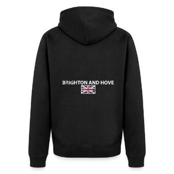 Brighton And Hove UK Vintage British Flag - Unisex Premium Organic Zip Hoodie - black - Back - Nico (187cm)