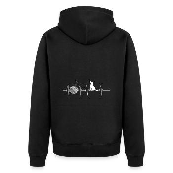 Stricken mit Hund - Unisex Premium Bio Zip Hoodie - Schwarz - Hinten - Nico (187cm)