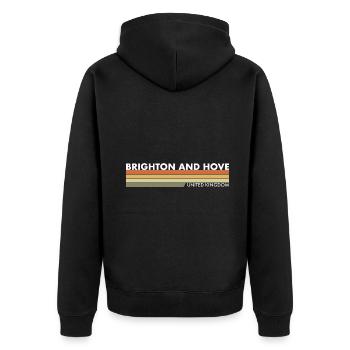 Brighton And Hove UK Britisch Brite - Unisex Premium Bio Zip Hoodie - Schwarz - Hinten - Nico (187cm)