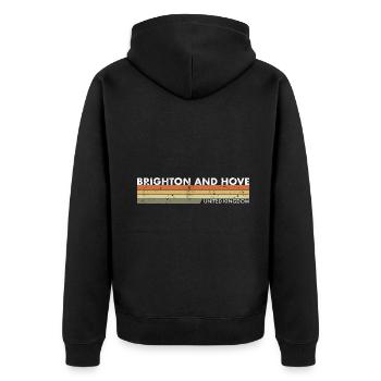 Brighton And Hove UK Vintage British British - Unisex Premium Organic Zip Hoodie - black - Back - Nico (187cm)