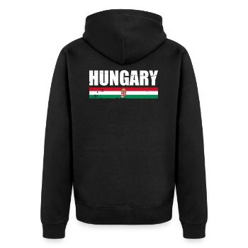 Hungary Vintage Ungarn Ungarische Flagge - Unisex Premium Bio Zip Hoodie - Schwarz - Hinten - Nico (187cm)