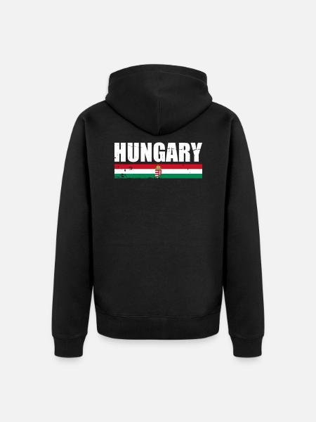 Hungary Vintage Ungarn Ungarische Flagge - Unisex Premium Bio Zip Hoodie - Schwarz