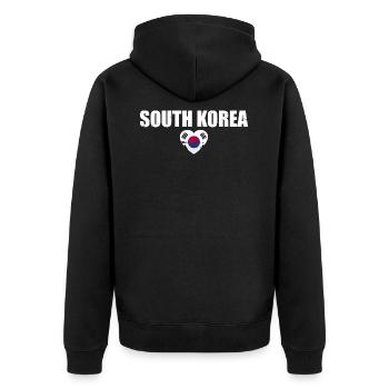 South Korea Vintage Südkoreanische Flagge Südkorea - Unisex Premium Bio Zip Hoodie - Schwarz - Hinten - Nico (187cm)