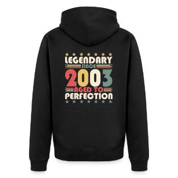 Vintage 2003 19th Birthday Legendary Gift Fun - Unisex Premium Organic Zip Hoodie - black - Back - Nico (187cm)