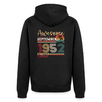 Awesome September 1952 70th Birthday Gift - Unisex Premium Organic Zip Hoodie - black - Back - Nico (187cm)