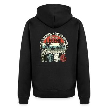 Awesome September 1956 66. Geburtstag Geschenk - Unisex Premium Bio Zip Hoodie - Schwarz - Hinten - Nico (187cm)