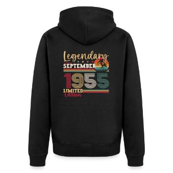 Legendary September 1955 67th birthday gift - Unisex Premium Organic Zip Hoodie - black - Back - Nico (187cm)