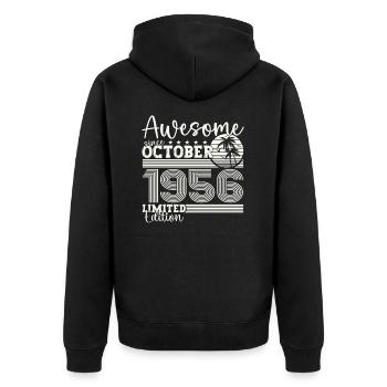 Großartig Oktober 1956 66. Geburtstag Geschenk - Unisex Premium Bio Zip Hoodie - Schwarz - Hinten - Nico (187cm)