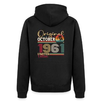 Original October 1961 61st Birthday Gift Cool - Unisex Premium Organic Zip Hoodie - black - Back - Nico (187cm)