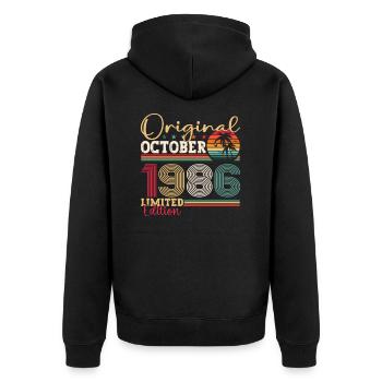 Original Octobre 1986 36th Birthday Gift Cool - Veste à capuche bio Premium Unisexe - noir - Dos - Nico (187cm)