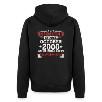 Oldtimer Octobre 2000 22ème cadeau d’anniversaire - Veste à capuche bio Premium Unisexe - noir - Dos - Nico (187cm)