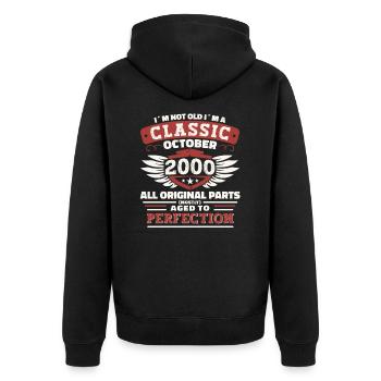 Classic Octobre 2000 22ème cadeau d’anniversaire - Veste à capuche bio Premium Unisexe - noir - Dos - Nico (187cm)