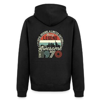 Né en 1970 52ème anniversaire Cadeau New York - Veste à capuche bio Premium Unisexe - noir - Dos - Nico (187cm)