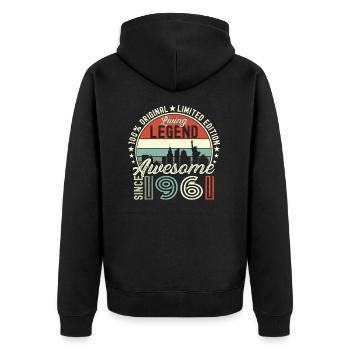 Né en 1961 61ème anniversaire Cadeau New York - Veste à capuche bio Premium Unisexe - noir - Dos - Nico (187cm)