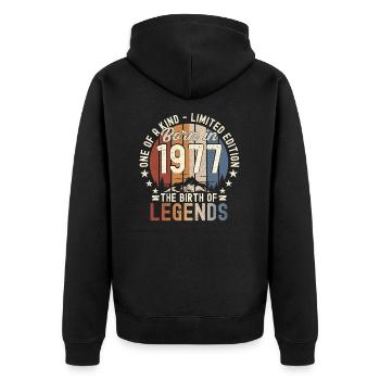Legendary since 1977 45th birthday gift Awesome - Unisex Premium Organic Zip Hoodie - black - Back - Nico (187cm)