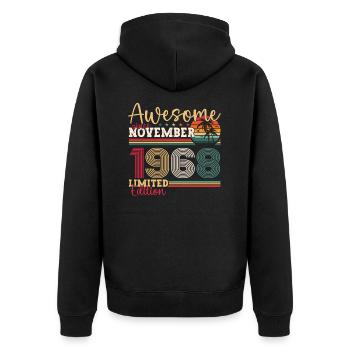 Original November 1968 54th birthday gift - Unisex Premium Organic Zip Hoodie - black - Back - Nico (187cm)