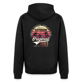 Original November 1981 41st birthday gift - Unisex Premium Organic Zip Hoodie - black - Back - Nico (187cm)