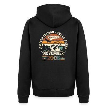 Original November 2006 16th Birthday Gift - Unisex Premium Organic Zip Hoodie - black - Back - Nico (187cm)