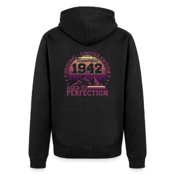 Born 1942 Birthday Gift November - Unisex Premium Organic Zip Hoodie - black - Back - Nico (187cm)