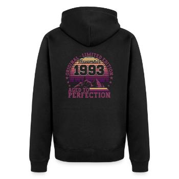 Né en 1993 Cadeau d’anniversaire Novembre - Veste à capuche bio Premium Unisexe - noir - Dos - Nico (187cm)