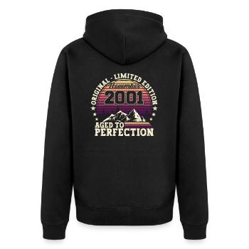 November Jahrgang 2001 - 21. Geburtstag Geschenk - Unisex Premium Bio Zip Hoodie - Schwarz - Hinten - Nico (187cm)