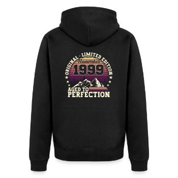 November Jahrgang 1999 - 23. Geburtstag Geschenk - Unisex Premium Bio Zip Hoodie - Schwarz - Hinten - Nico (187cm)
