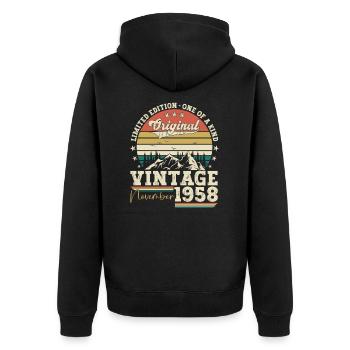 Original November 1958 64th birthday gift - Unisex Premium Organic Zip Hoodie - black - Back - Nico (187cm)